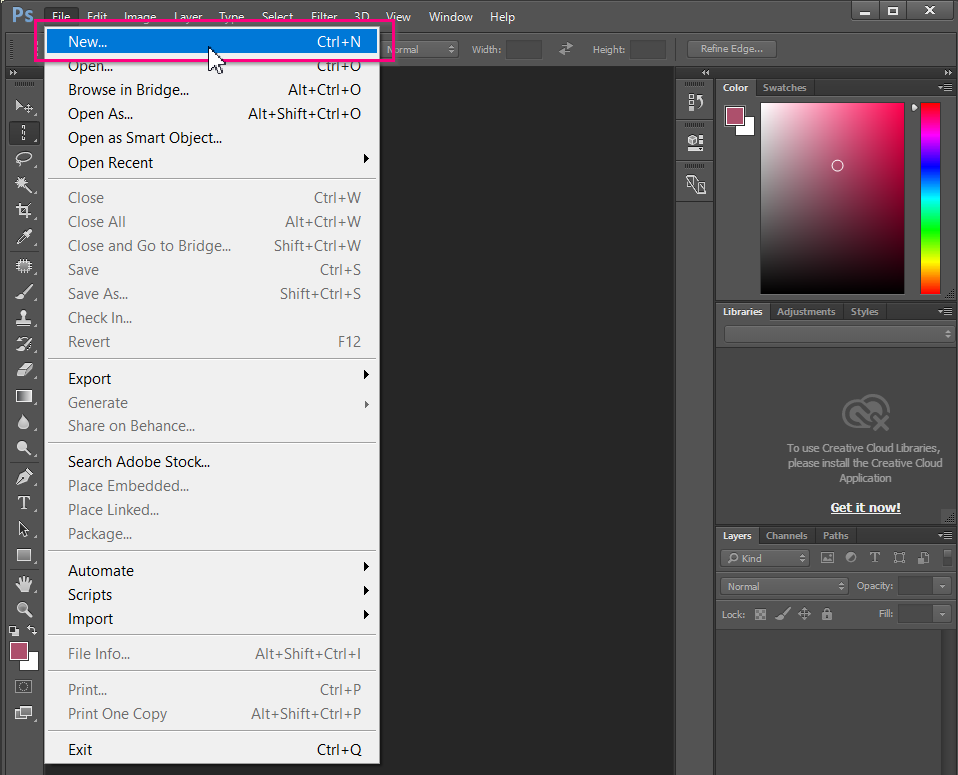 การสร้างไฟล์ด้วย Adobe Photoshop