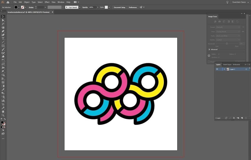 เปิดไฟล์ของคุณใน Adobe Illustrator เราได้ใช้โลโก้ Gogoprint เป็นตัวอย่าง ตรวจสอบให้แน่ใจว่าเป็นภาพแบบเวกเตอร์ไม่ใช่ภาพแบบแรสเตอร์