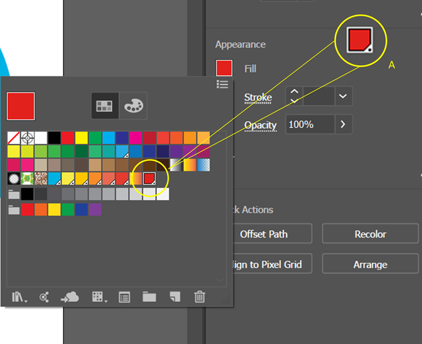 แสดงภาพย่อของสีพิเศษ