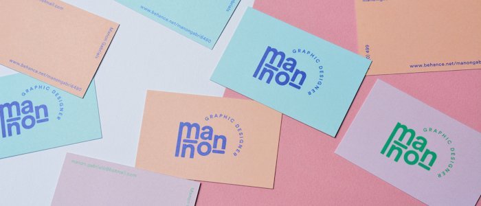 Creative business cards with contrasting pastel colours