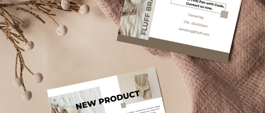 Post card with product catalog
