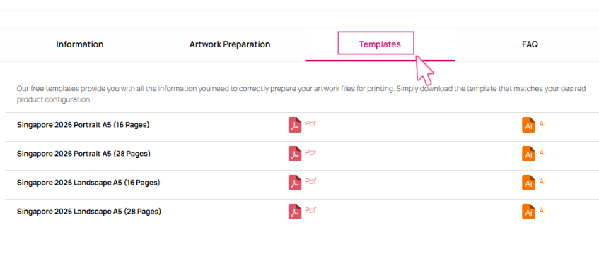 Gogoprint custom calendar pinting template